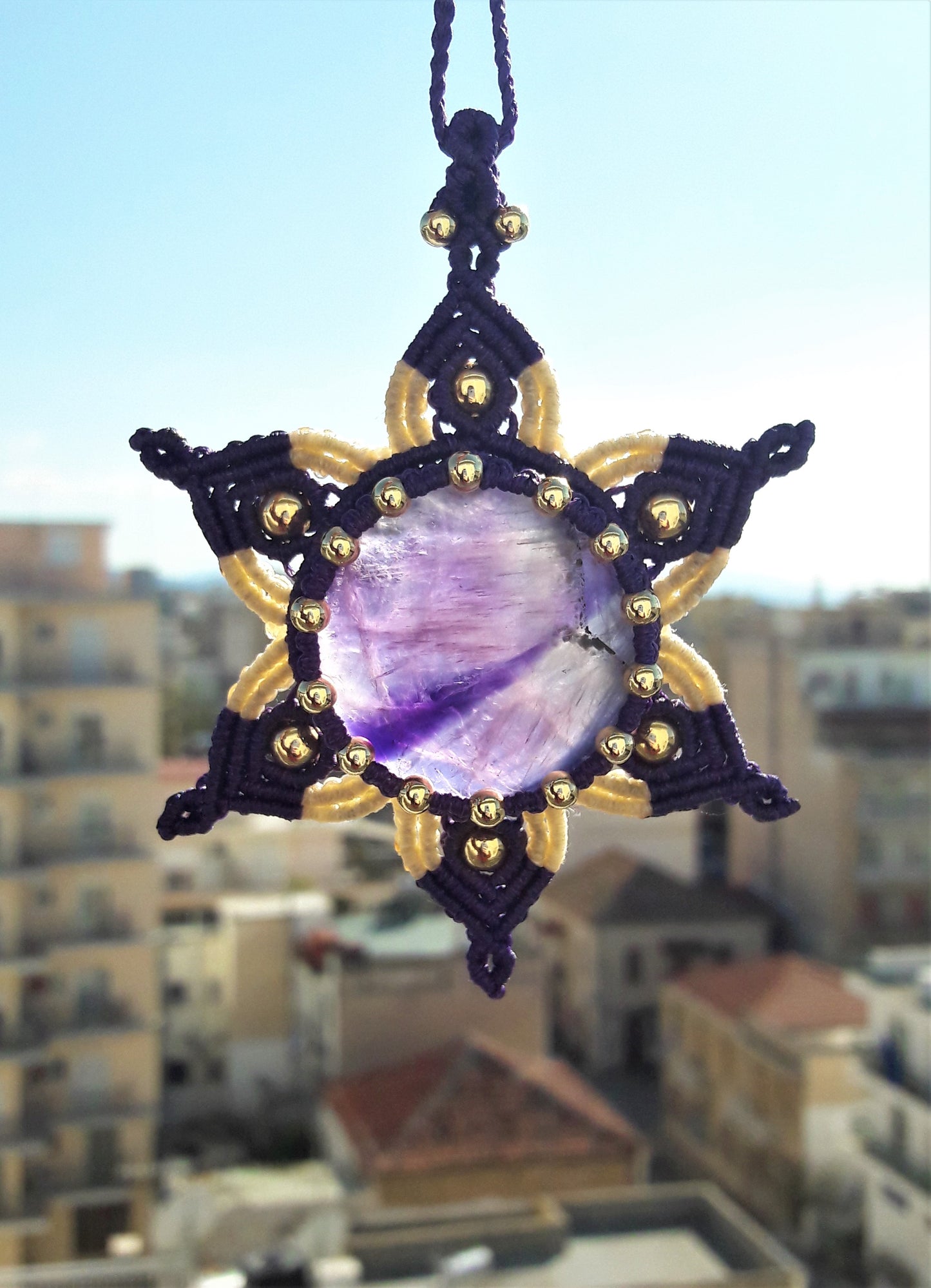 Amethyst Flower Macrame Necklace
