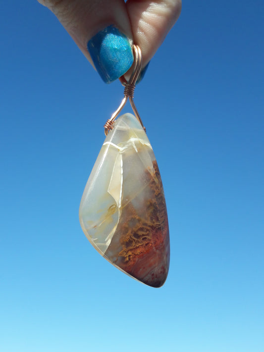 Moss Agate Wire Wrapped Pendant