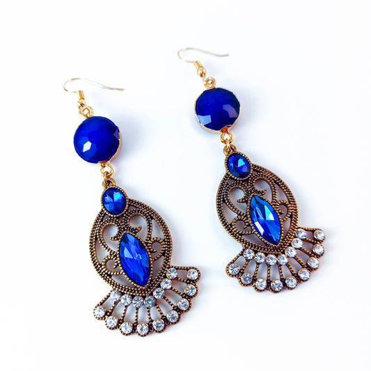 Boucles d'oreilles en cristal bleu électrique