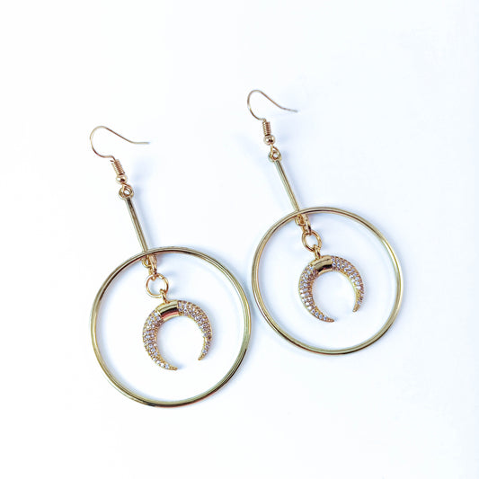 Boucles d'Oreilles Lune en Laiton