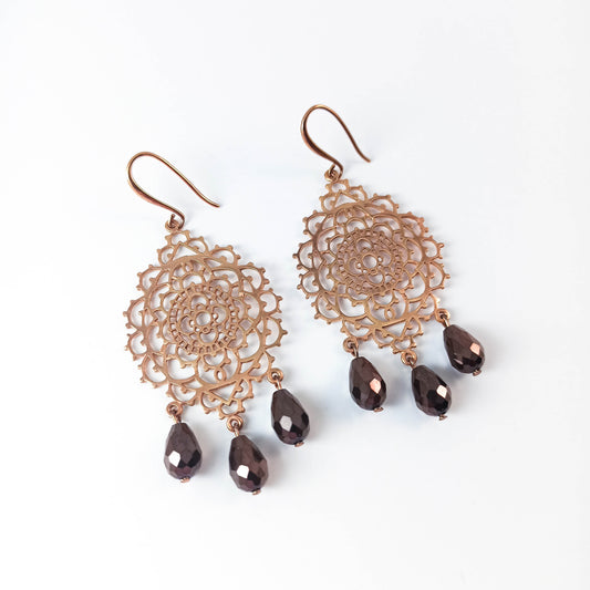 Rose Gold Plated Copper Filigree Earrings
