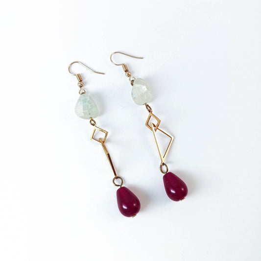 Geometric Earrings with Gemstones