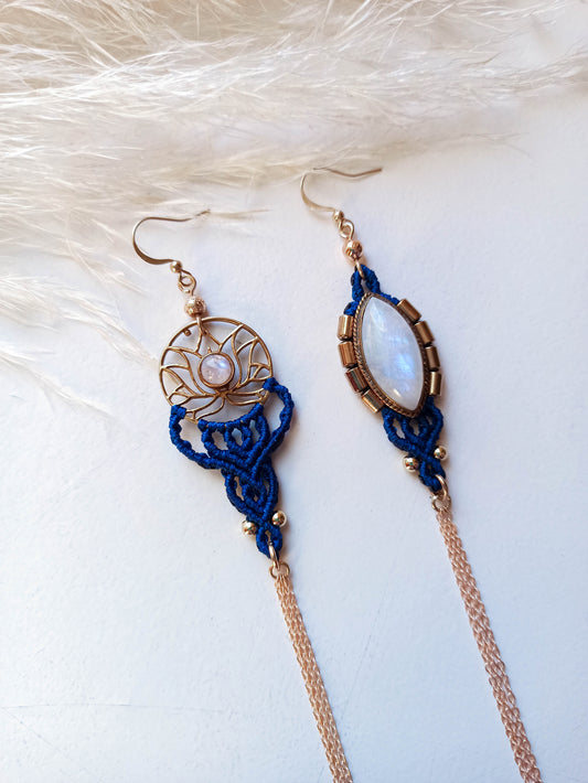 Rainbow Moonstone Macrame Earrings