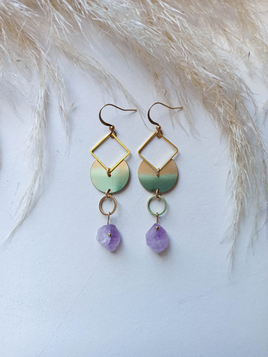 Raw Amethyst Crystal Earrings
