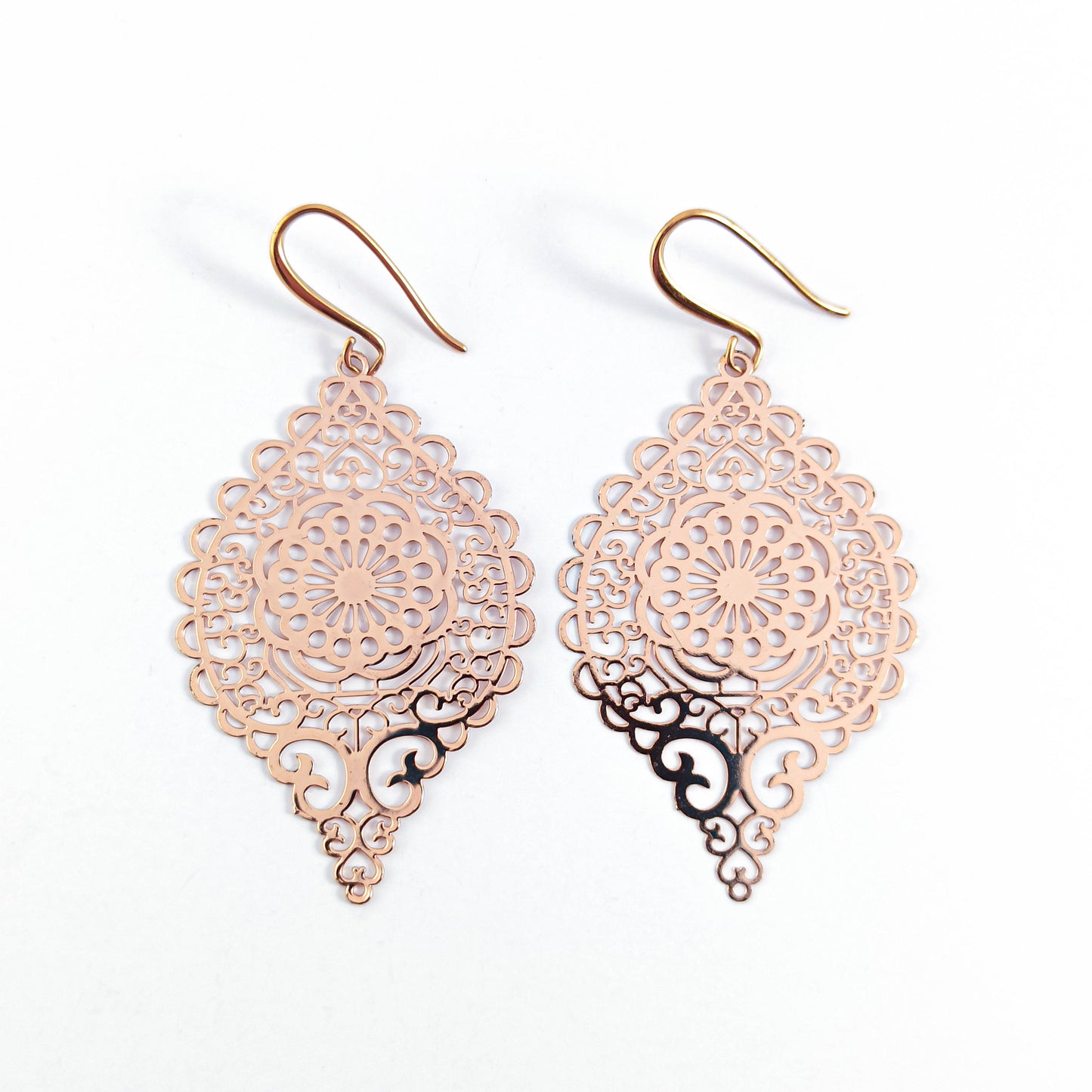 Boucles d'Oreilles Filigrane Plaqué Or Rose