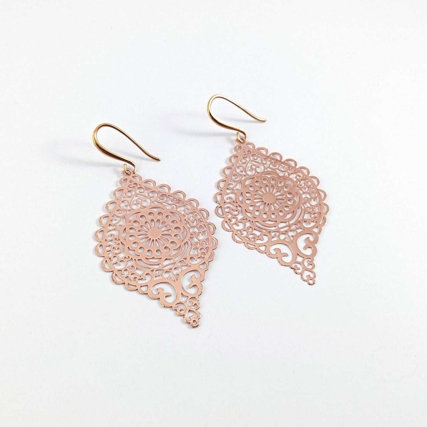 Boucles d'Oreilles Filigrane Plaqué Or Rose