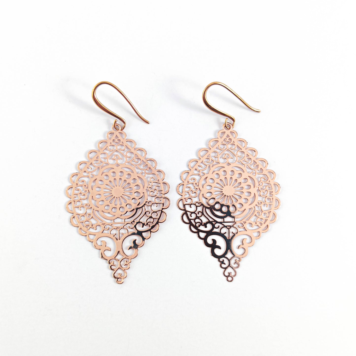 Boucles d'Oreilles Filigrane Plaqué Or Rose