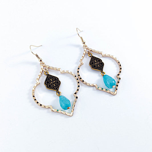 Ethnic Brass Nephrite Earrings