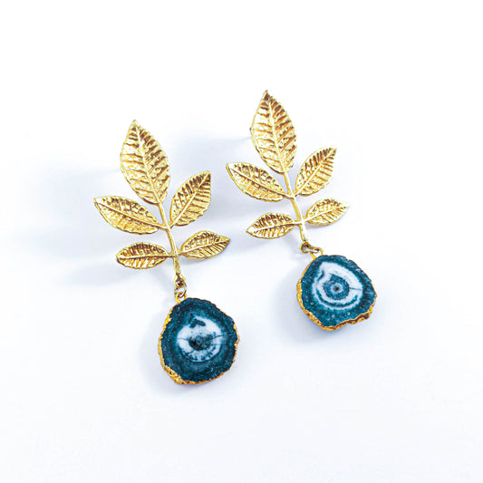 Gold Plated Green Quartz Earrings
