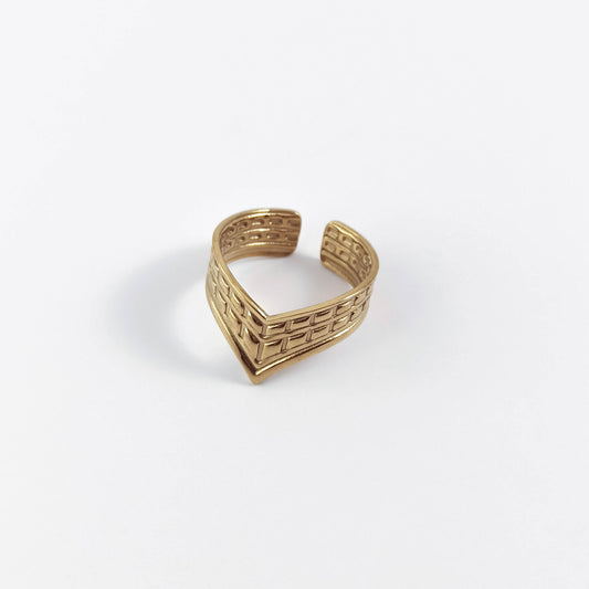 Chevron Stainless Steel Adjustable Ring