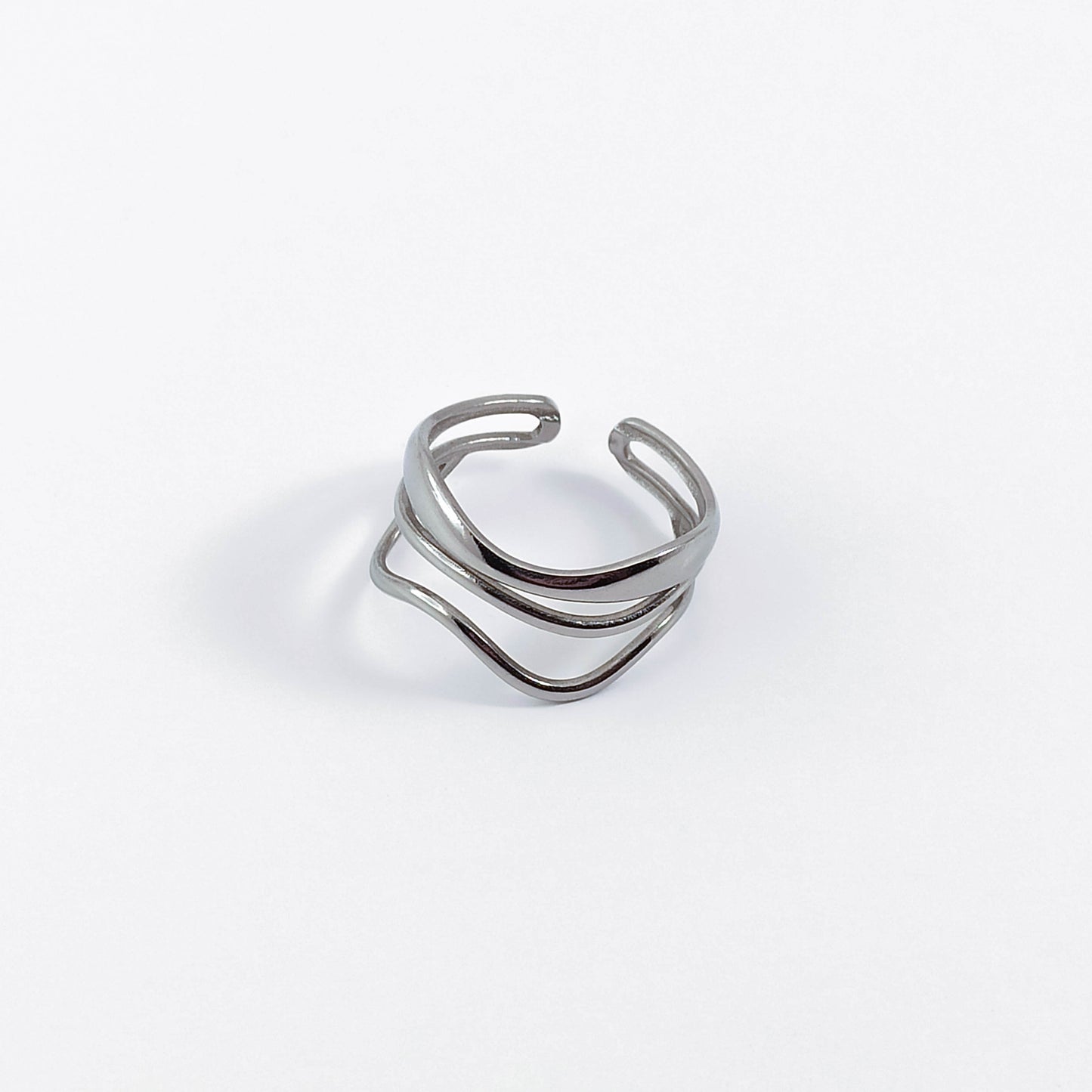 Wavey Stainless Steel Stack Adjustable Ring