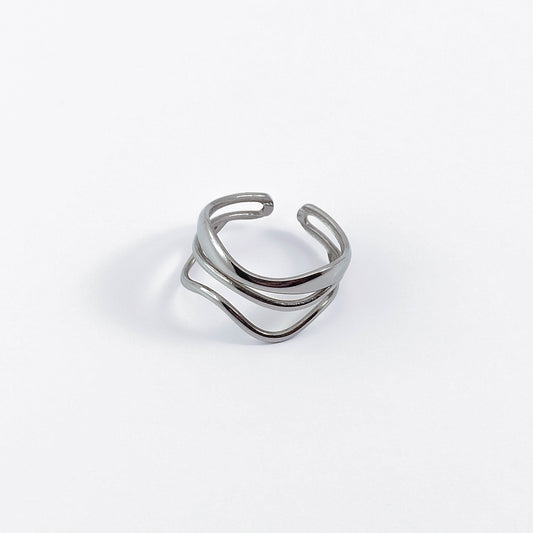 Wavey Stainless Steel Stack Adjustable Ring