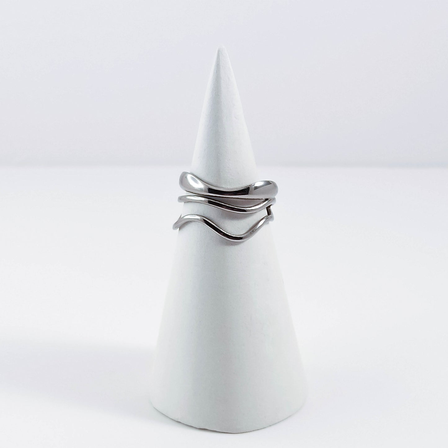 Wavey Stainless Steel Stack Adjustable Ring