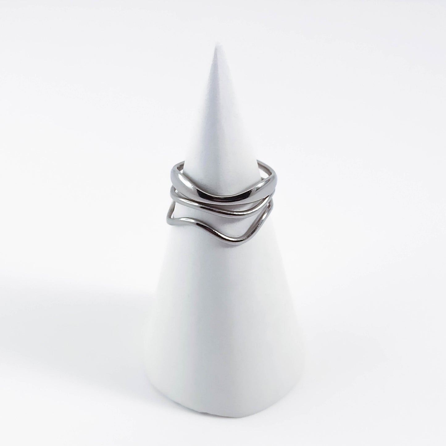 Wavey Stainless Steel Stack Adjustable Ring