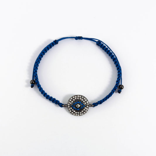 Bracelet Protection Mauvais Œil Macramé Bleu