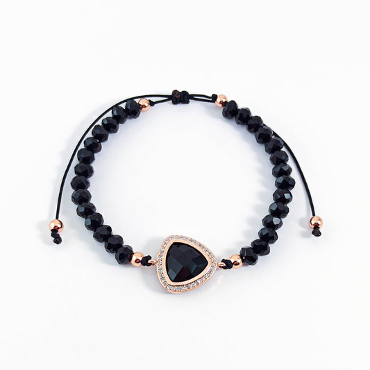 Bracelet Perlé Noir avec Cristaux et Zircons