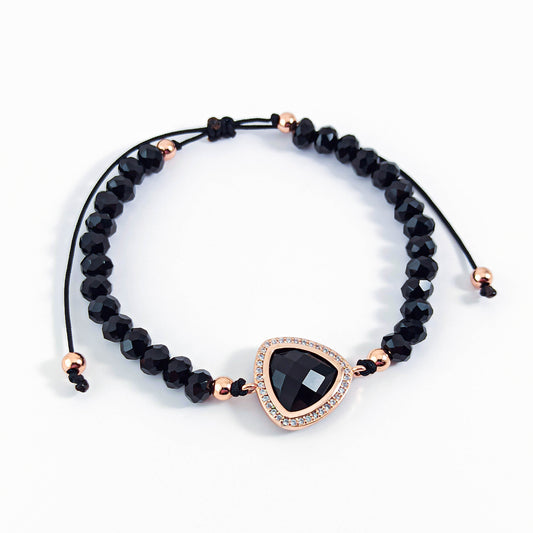 Bracelet Perlé Noir avec Cristaux et Zircons