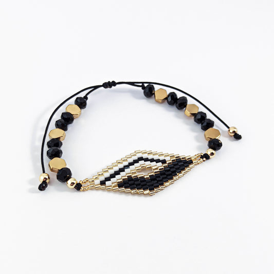 Bracelet Perlé avec Hématite et Perles de Cristal