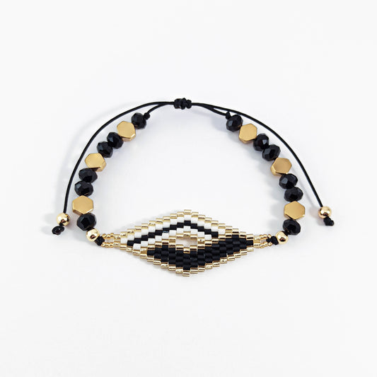 Bracelet Perlé avec Hématite et Perles de Cristal