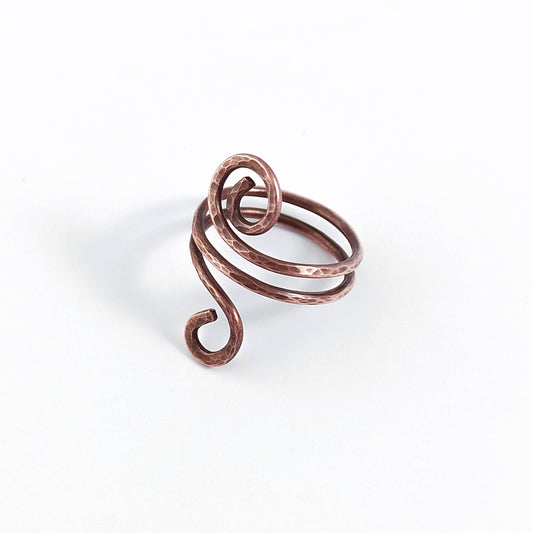 Copper Wire "Midi" Hammered Ring
