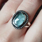 Boho Silver Ring with Kyanite Gemstone in Aquamarine Handmade Jewelry for Women Minimalist Design