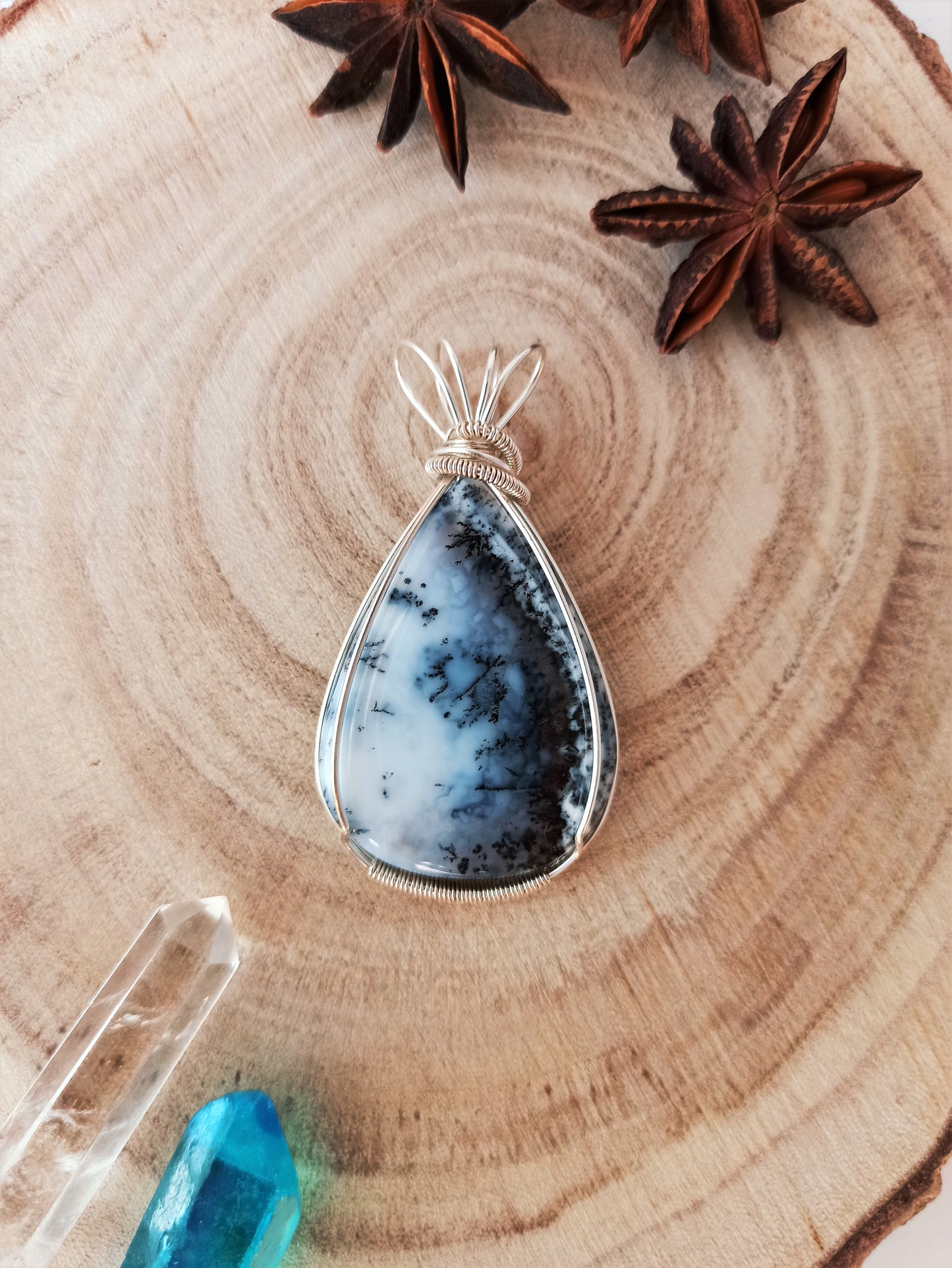 Dendritic Agate Wire Wrapped Pendant