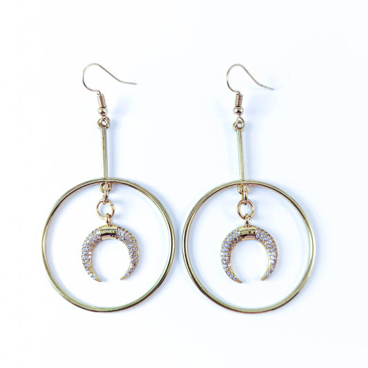 Boucles d'Oreilles Lune en Laiton