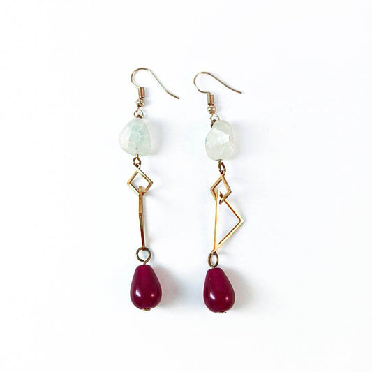 Geometric Earrings with Gemstones