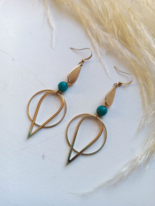 Jade Brass Geometric Earrings