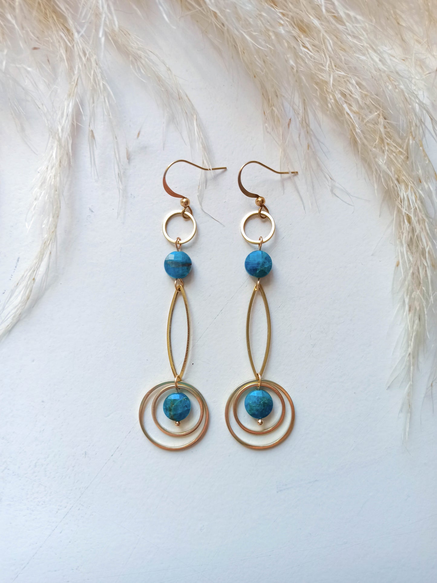 Boucles d'Oreilles Laiton Apatite