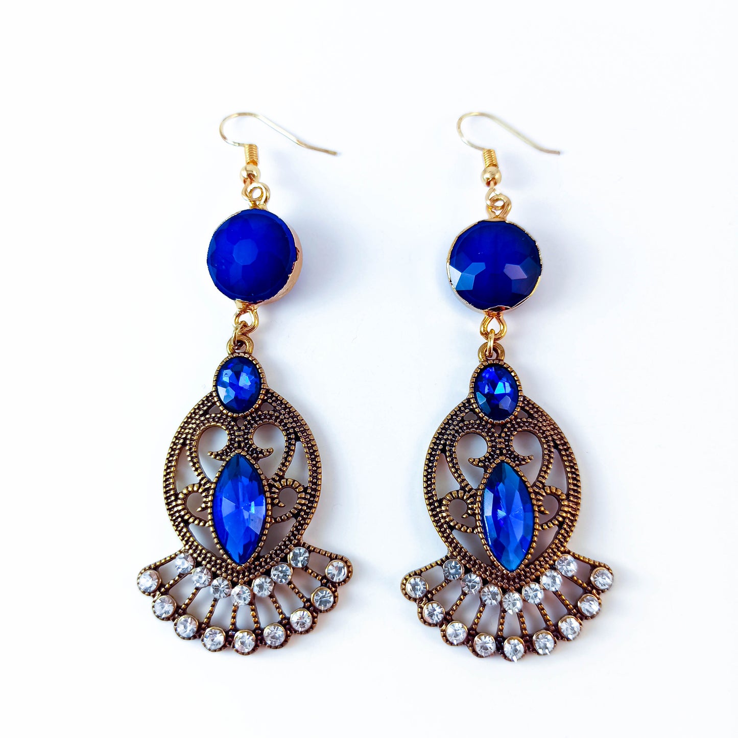 Boucles d'oreilles en cristal bleu électrique