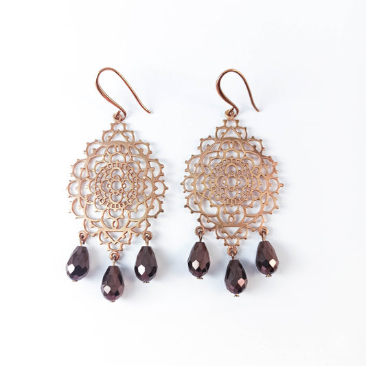 Rose Gold Plated Copper Filigree Earrings