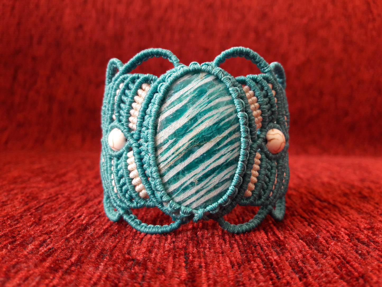 Green Micro Macrame Amazonite  Bracelet