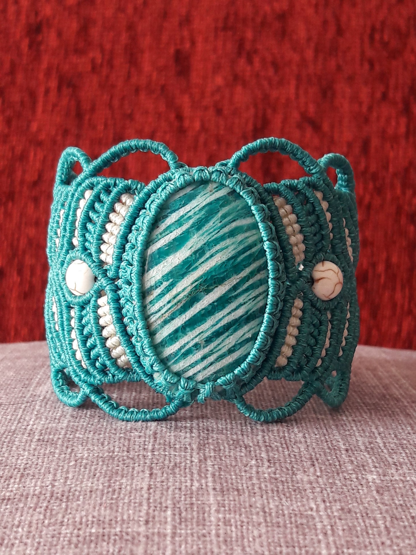 Green Micro Macrame Amazonite  Bracelet