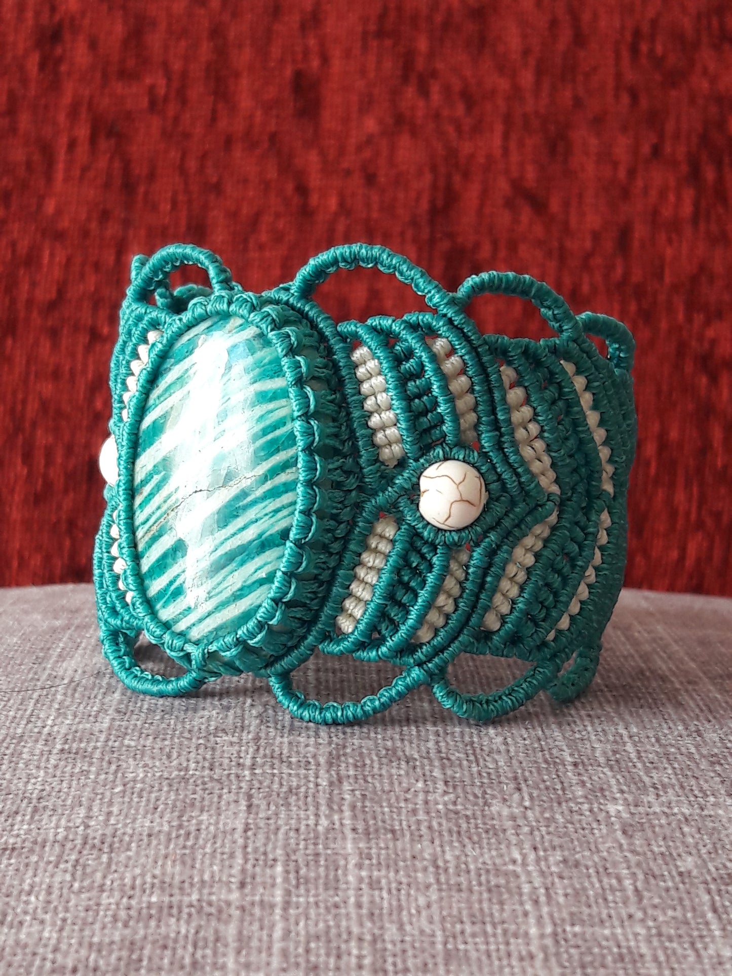 Green Micro Macrame Amazonite  Bracelet