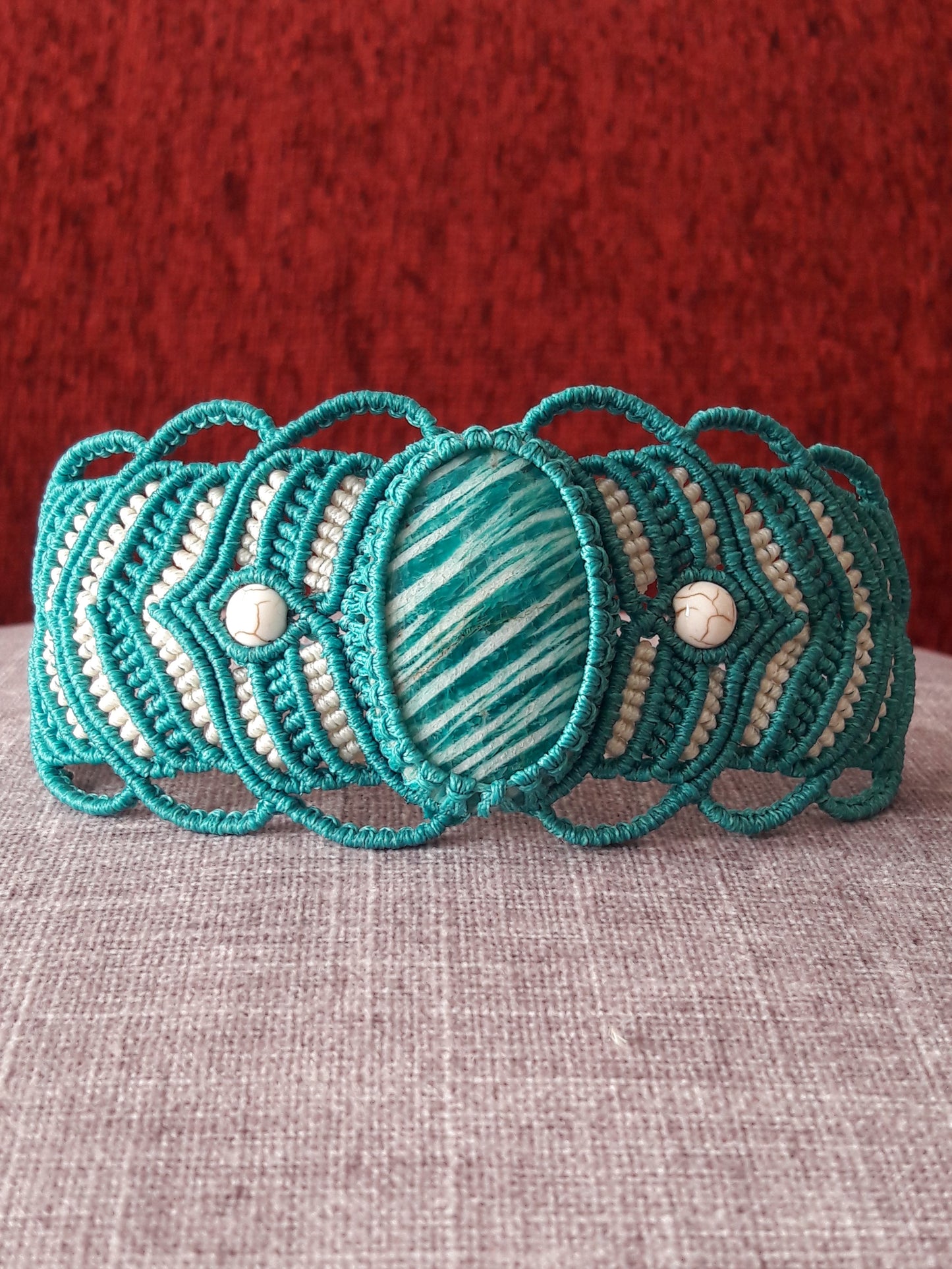 Green Micro Macrame Amazonite  Bracelet