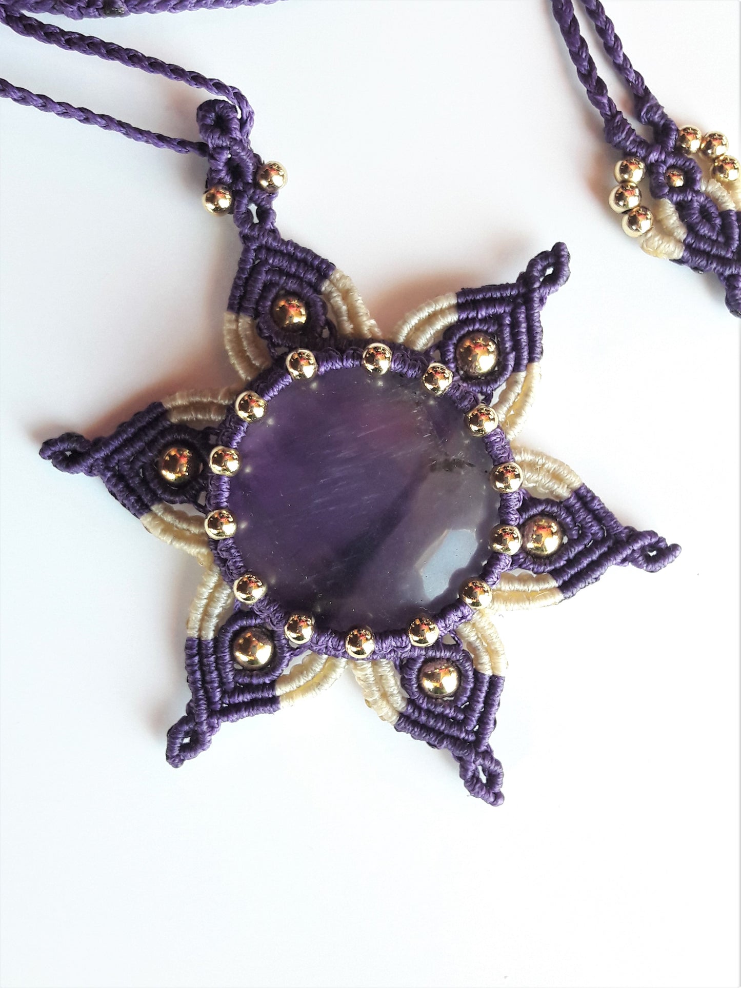 Amethyst Flower Macrame Necklace