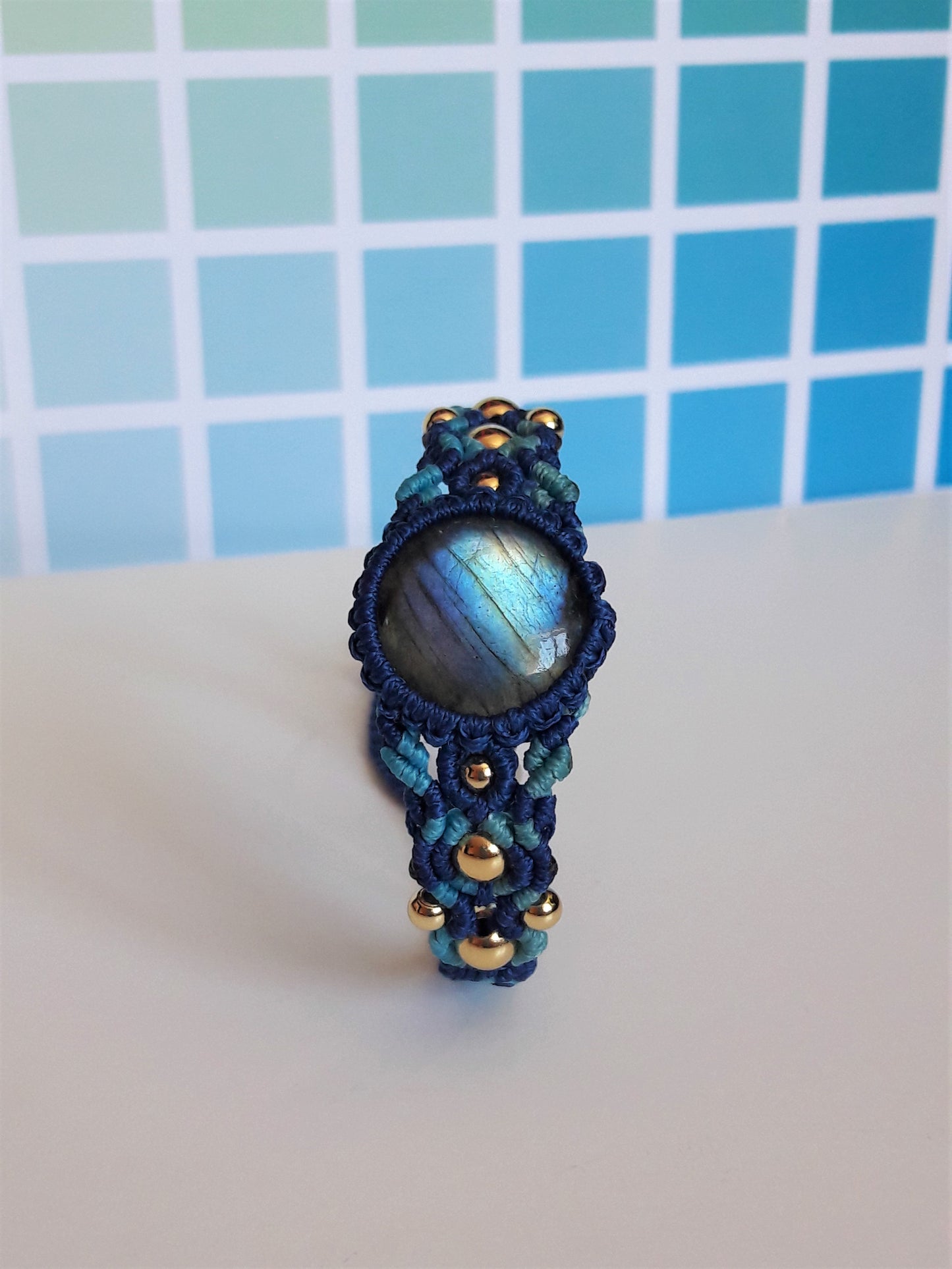 Blue - Green Labradorite Macrame Bracelet