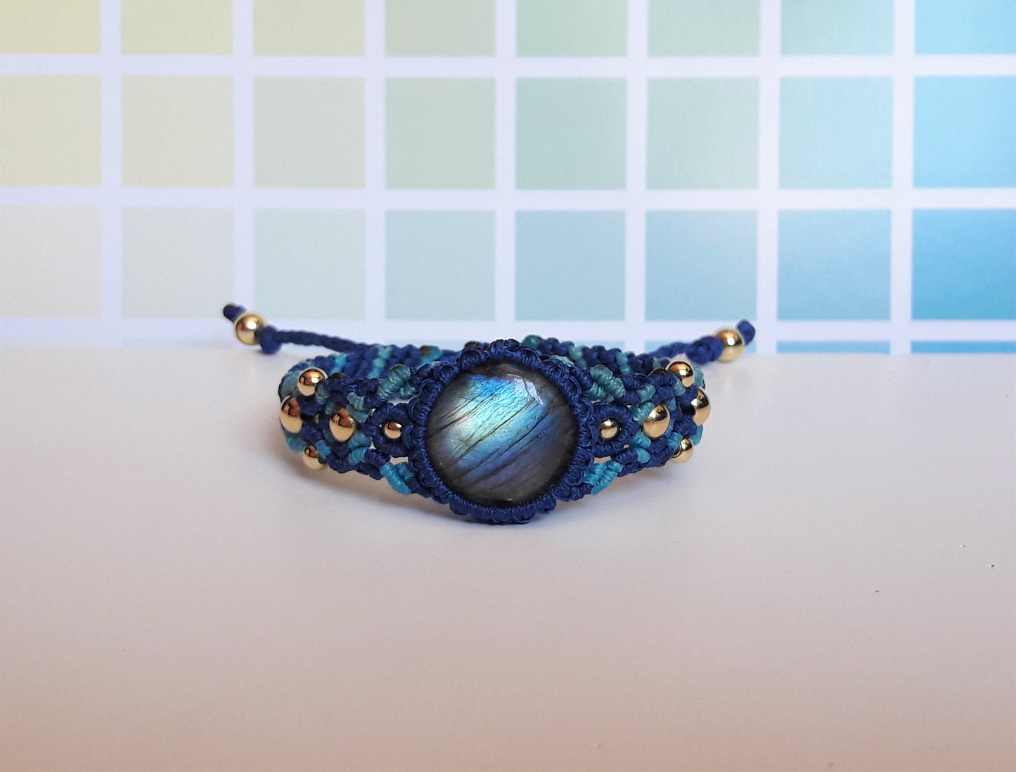 Blue - Green Labradorite Macrame Bracelet