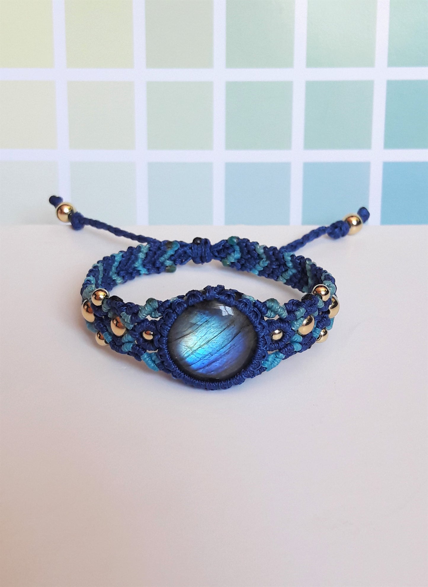 Blue - Green Labradorite Macrame Bracelet