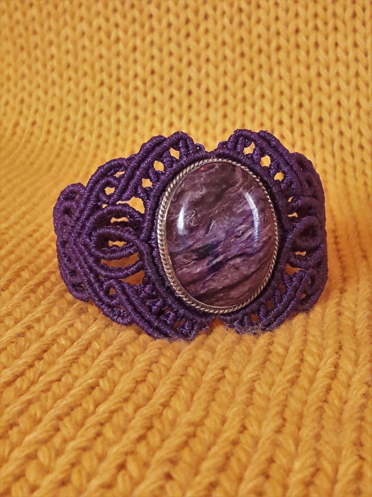 Charoite Micro Macrame Bracelet