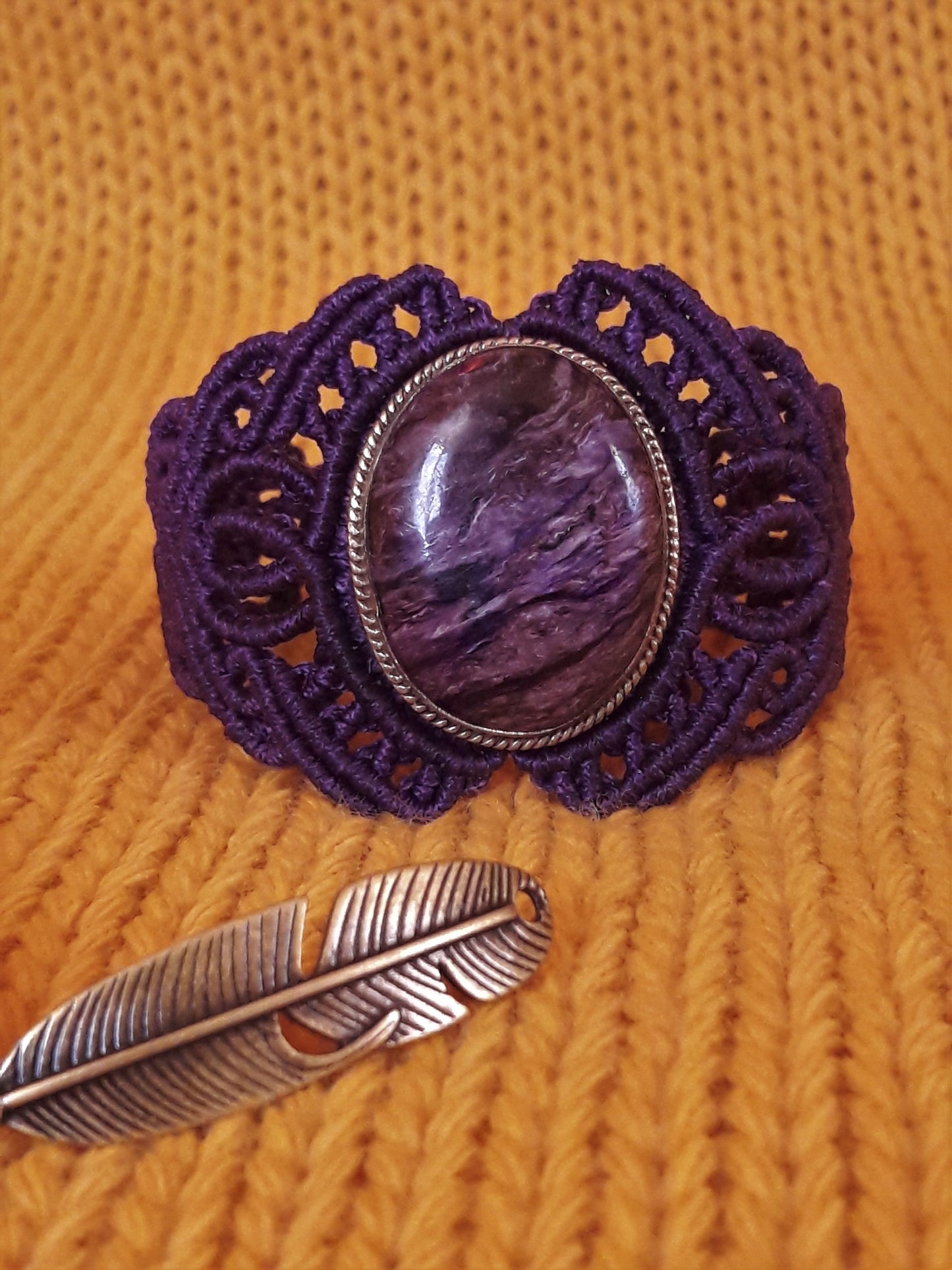 Charoite Micro Macrame Bracelet