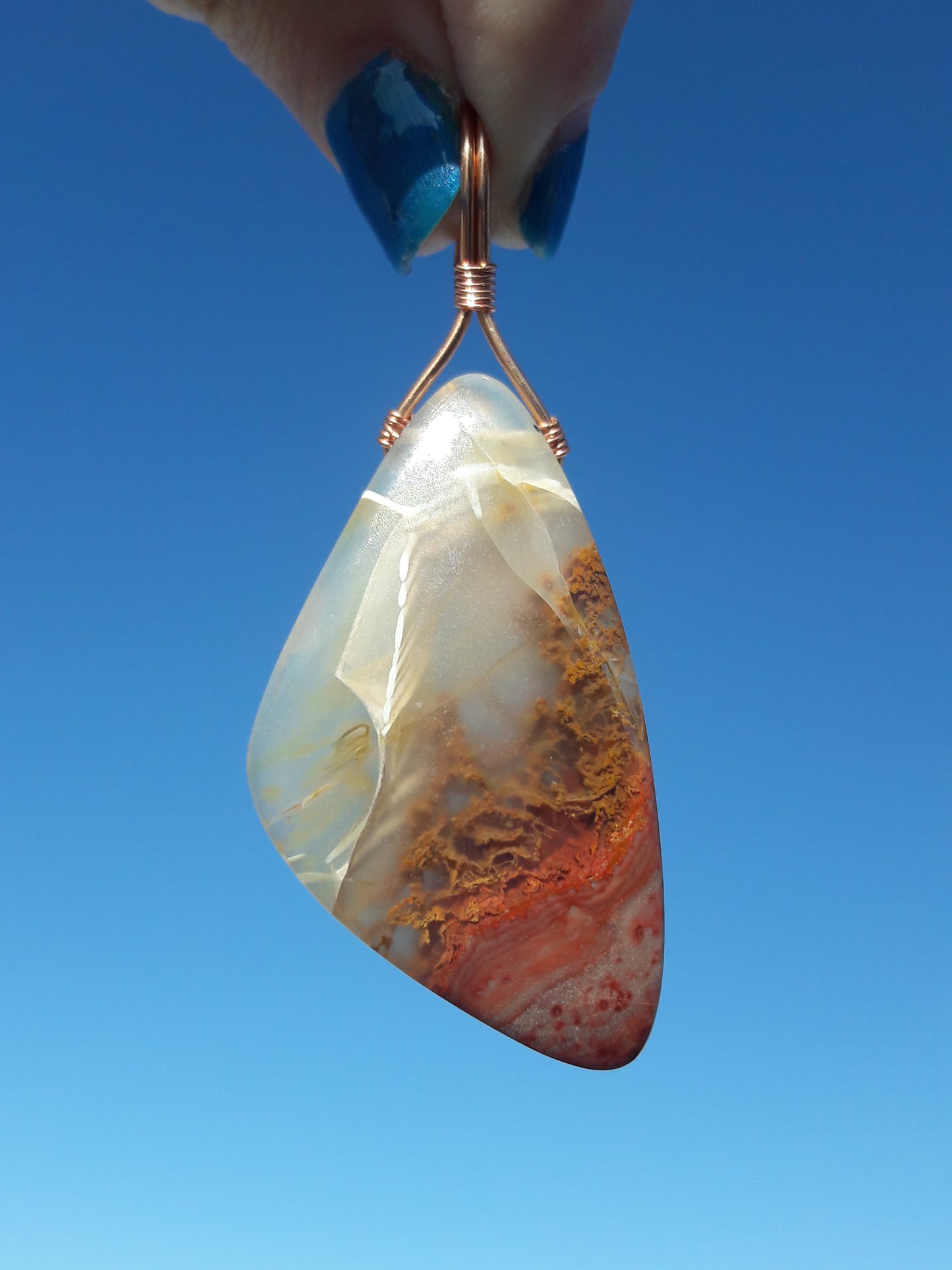 Moss Agate Wire Wrapped Pendant