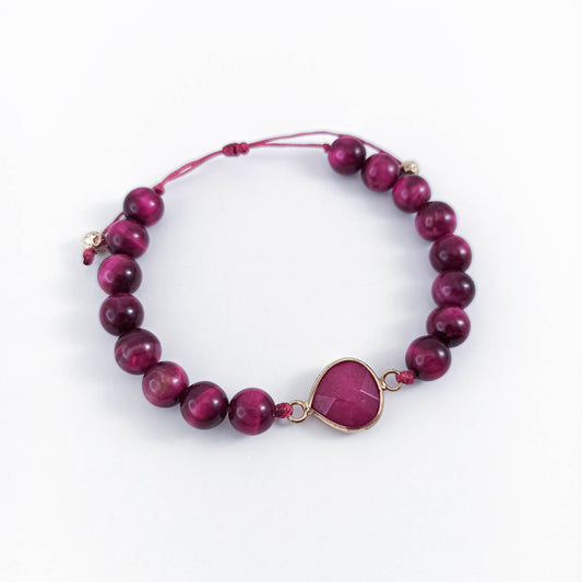 Burgundy Bracelet with Natural Gemstones