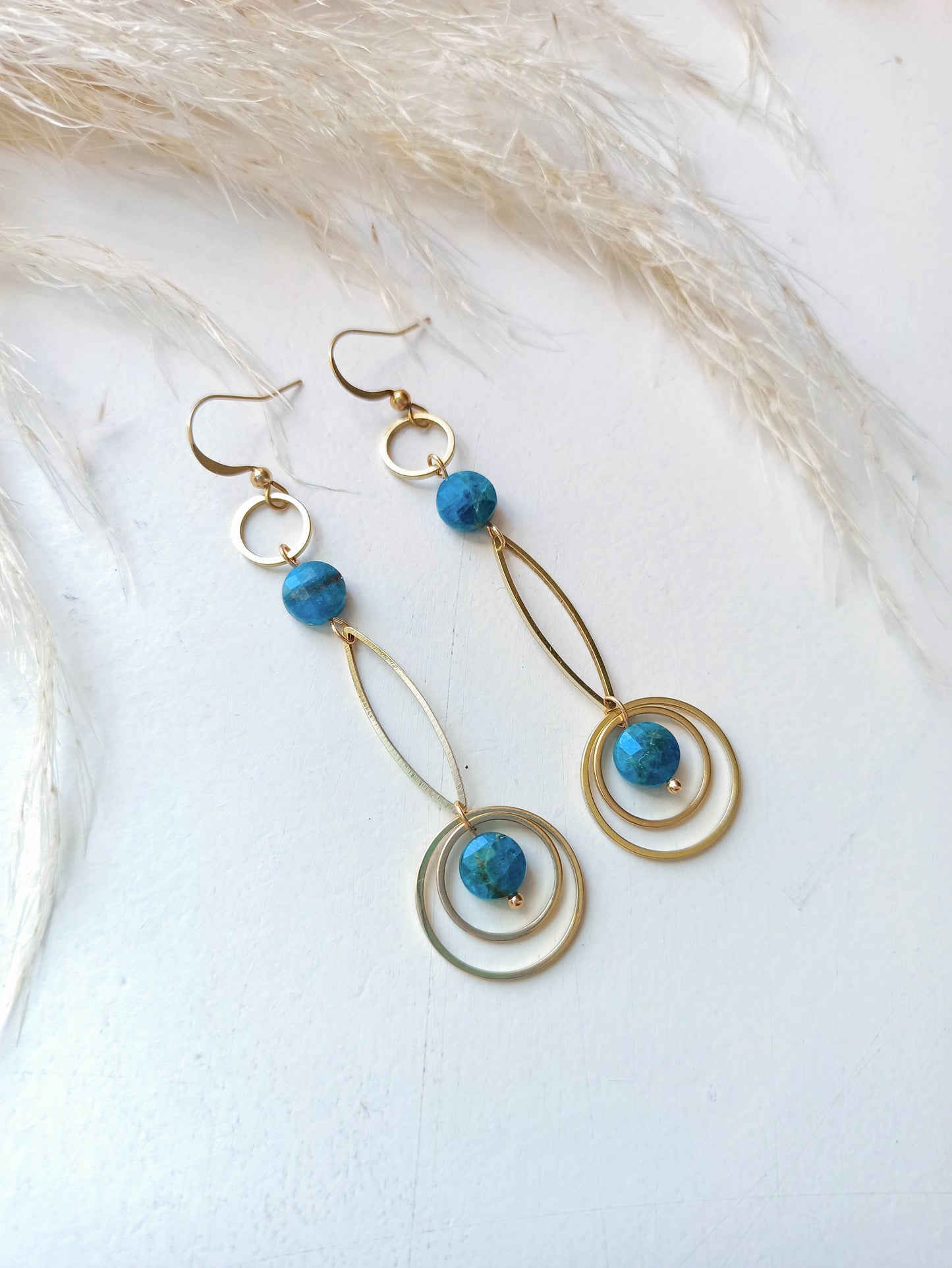 Boucles d'Oreilles Laiton Apatite