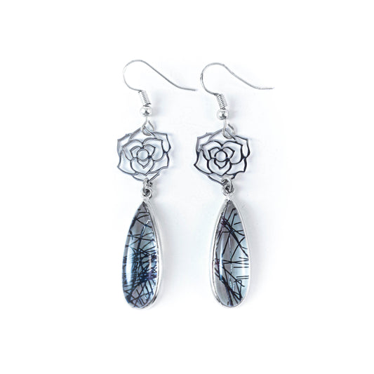 Boucles d'oreilles en cristal de fleur rose