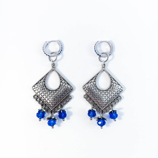 Boucles d'oreilles en cristal bleu Boho