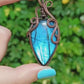 Pendentif enveloppé de fil de Labradorite bleue