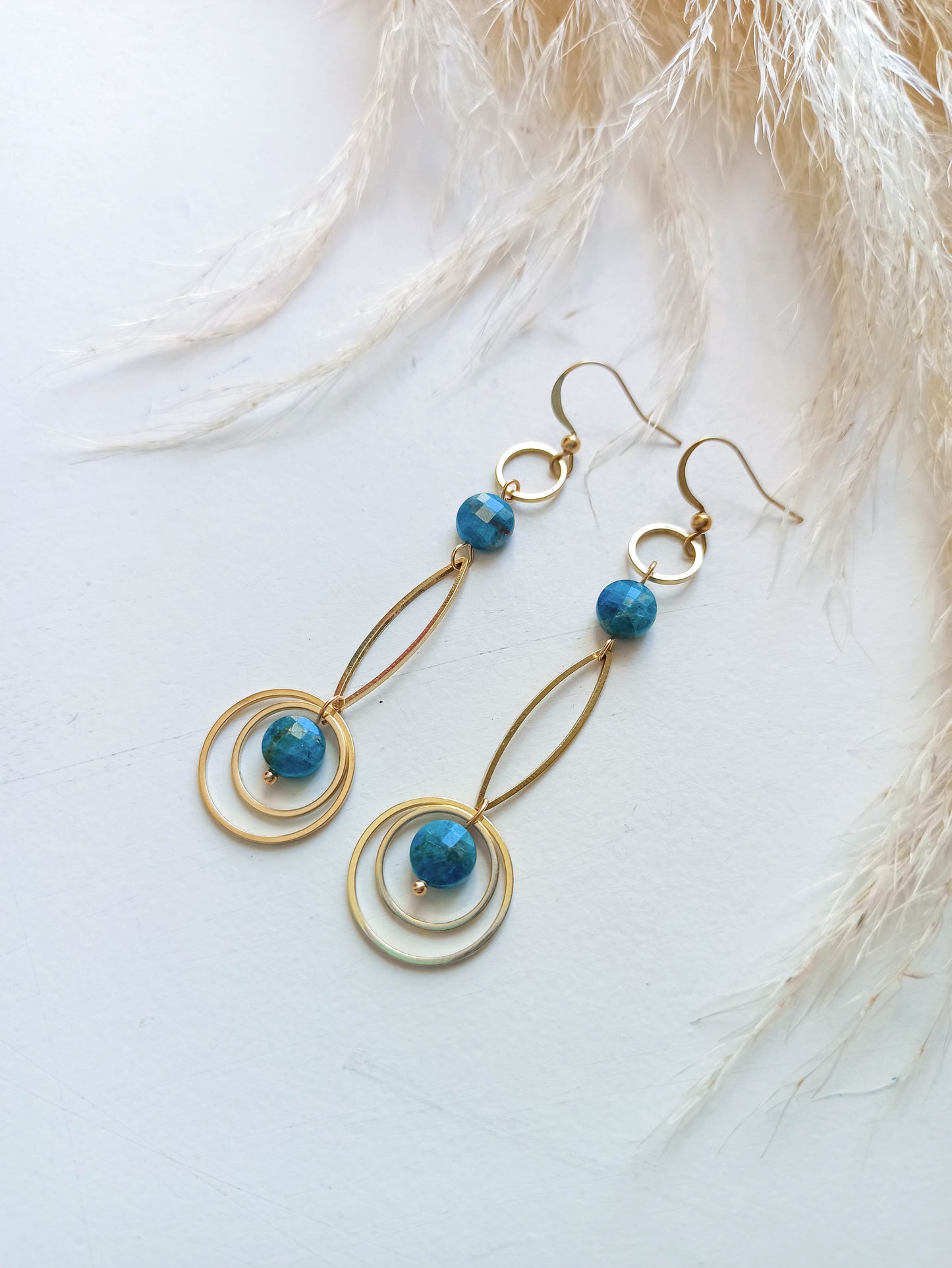 Boucles d'Oreilles Laiton Apatite