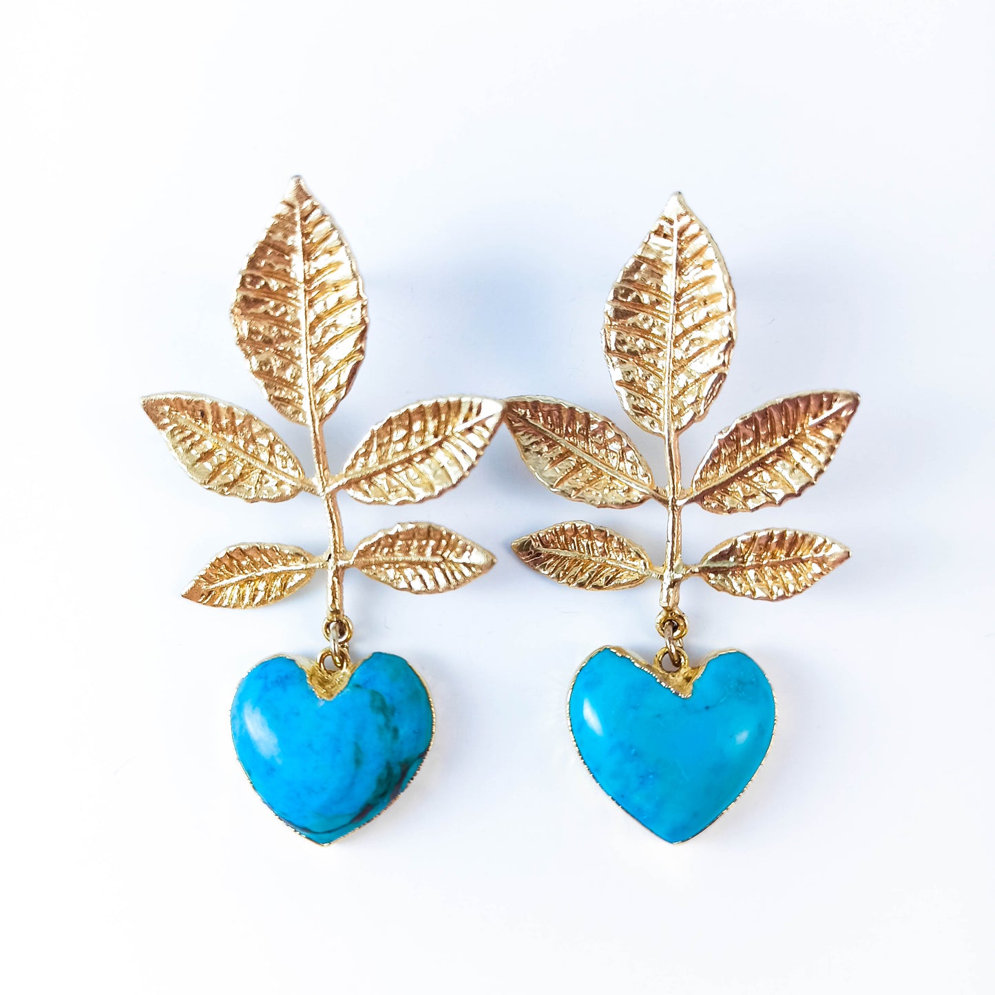 Gold Plated Turquoise Heart Earrings